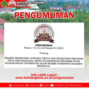 Read more about the article PENGUMUMAN PENJARINGAN SEKJUR, KETUA & SEKRETARIS PRODI PASCASARJANA SERTA KOORDINATOR PRODI SARJANA