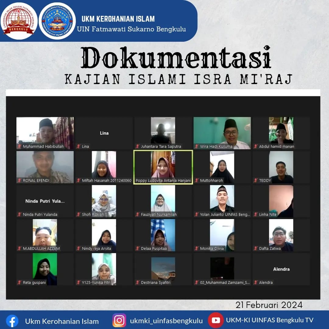 You are currently viewing Kajian Islami Isra Mi’raj UKM Kerohanian Islam UIN Fatmawati Sukarno Bengkulu Berlangsung Sukses