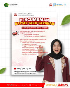 Read more about the article PENGUMUMAN MENGENAI TARIF LAYANAN BADAN LAYANAN UMUM UINFAS BENGKULU