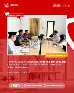 Read more about the article Tim PPID Sekjen Kemenag Lakukan Monitoring dan Evaluasi Keterbukaan Informasi Publik di UIN Fatmawati Sukarno Bengkulu