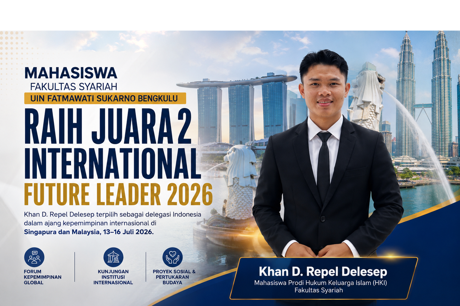 You are currently viewing Mahasiswa UIN Fatmawati Sukarno Bengkulu Siap Wakili Indonesia di Singapura dan Malaysia Usai Raih Juara 2 International Future Leader
