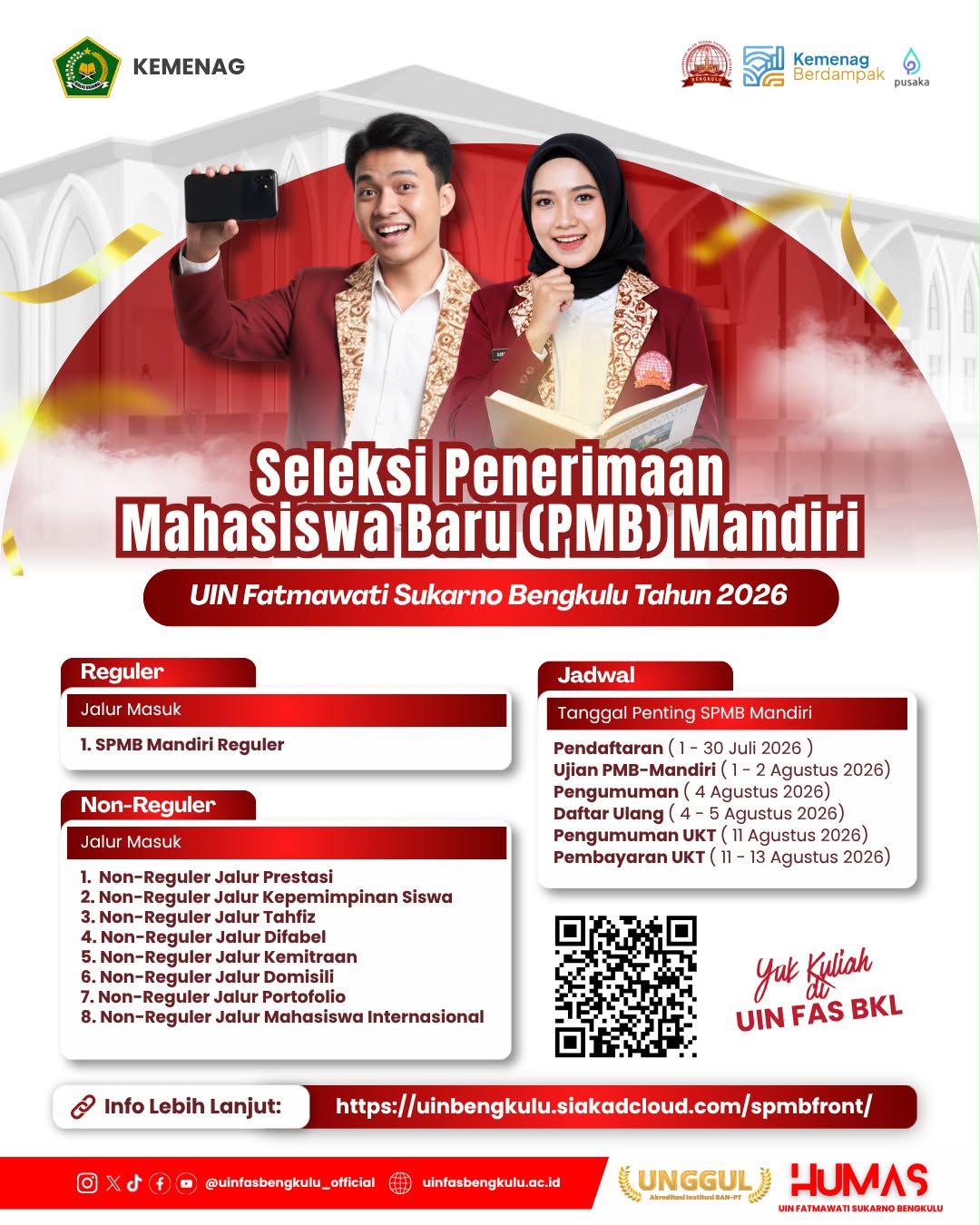 Read more about the article UIN Fatmawati Sukarno Bengkulu Resmi Buka Pendaftaran PMB Mandiri Tahun 2026, Kuliah Berkualitas dengan UKT Terjangkau