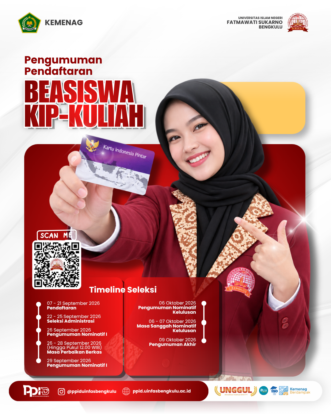 You are currently viewing UIN Fatmawati Sukarno Bengkulu Buka Pendaftaran Beasiswa KIP Kuliah Tahun 2026