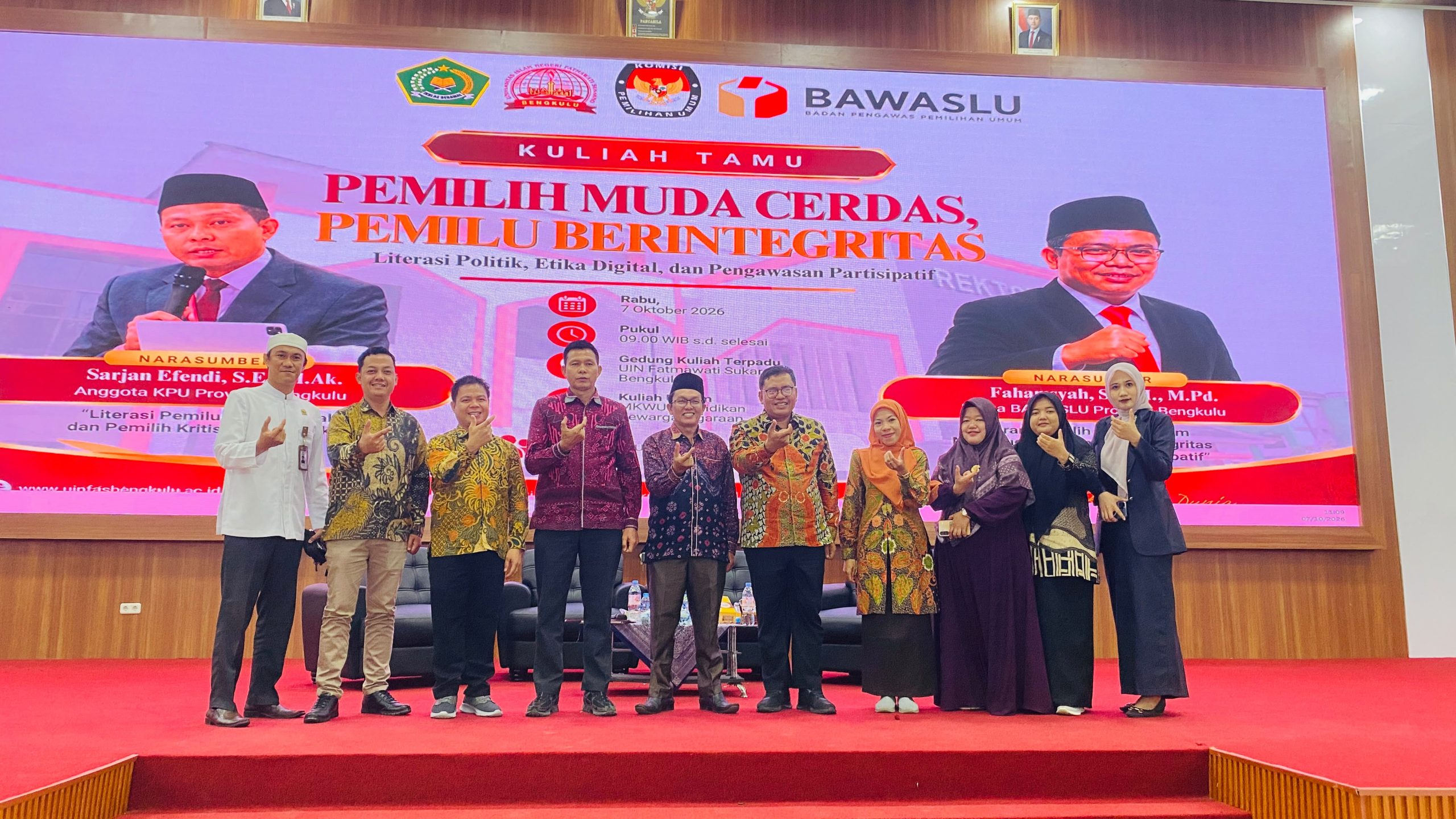Read more about the article Kuliah Tamu MKWU Pendidikan Kewarganegaraan UIN FAS Bengkulu Dorong Mahasiswa Jadi Pemilih Muda Cerdas dan Berintegritas